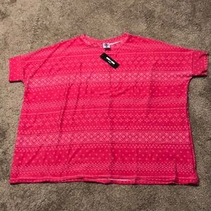 Agnes & Dora Boxy T, Pink w/White design, XL, NWT